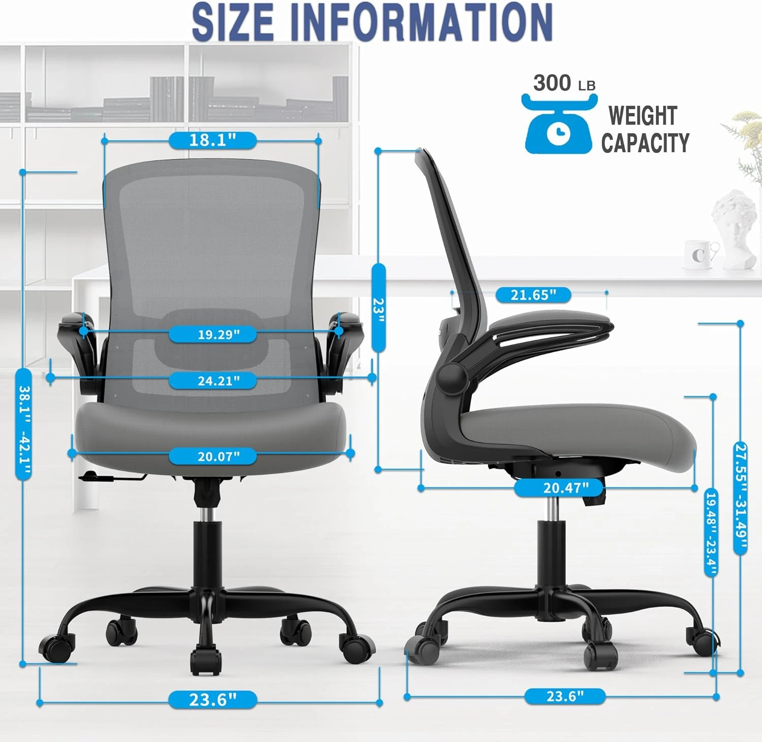 Ergonomic Office Chair with Lumbar Cushion Ergonomic office chair with built-in lumbar cushion for lower back comfort