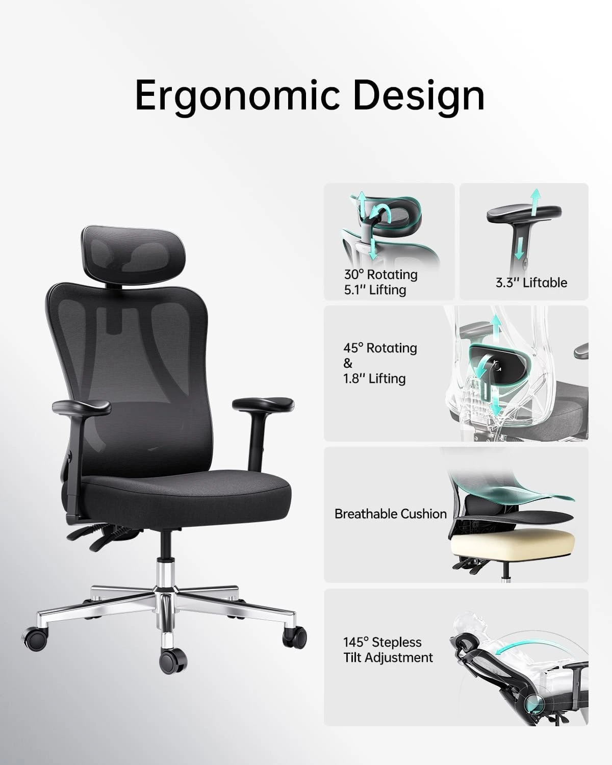 Low-Cost Ergonomic Chair for Home Office Budget-friendly ergonomic office chair with adjustable lumbar support for better posture