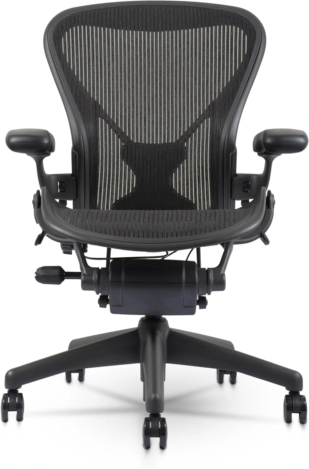Hernan miller aeron Swivel ergonomic chair with contoured backrest for improved posture